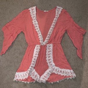 Pink and white romper